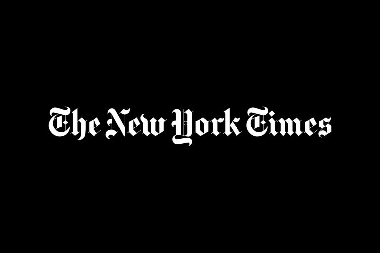 The New York Times - white logo - horizontal - black background - featured image