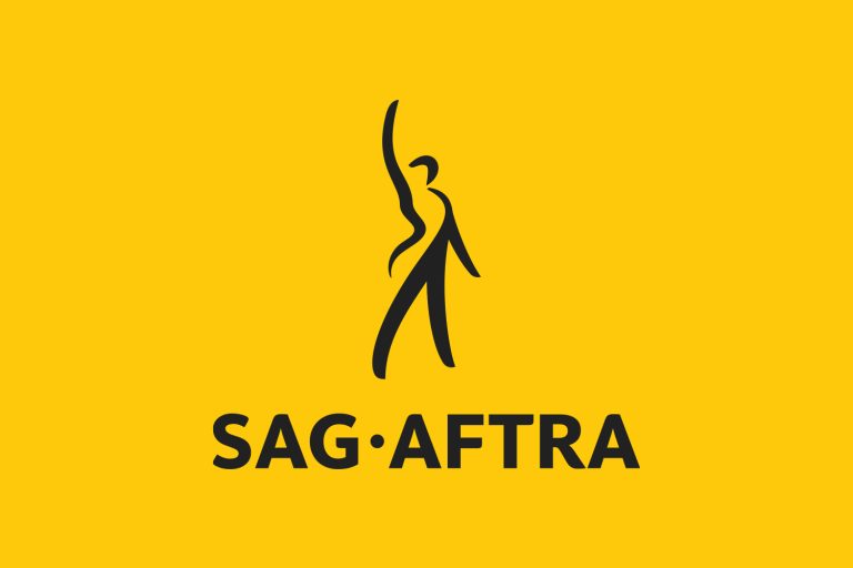 SAG AFTRA - vertical logo - black fill - orange background - Featured Image
